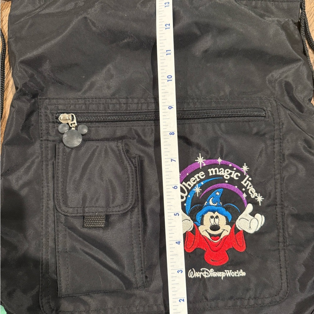 Disney Black Drawstring Backpack With Mickey Mous… - image 3